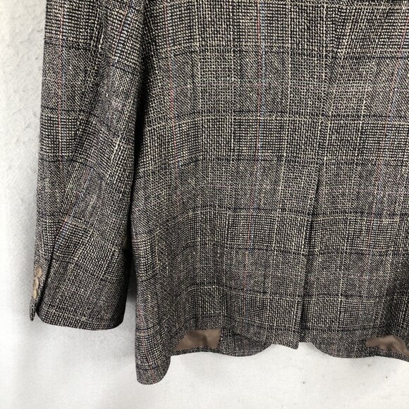 Vintage  MW Blazer Mens 41R Black White Glenn Plaid 100% Silk Jacket Sport Coat - Picture 13 of 16